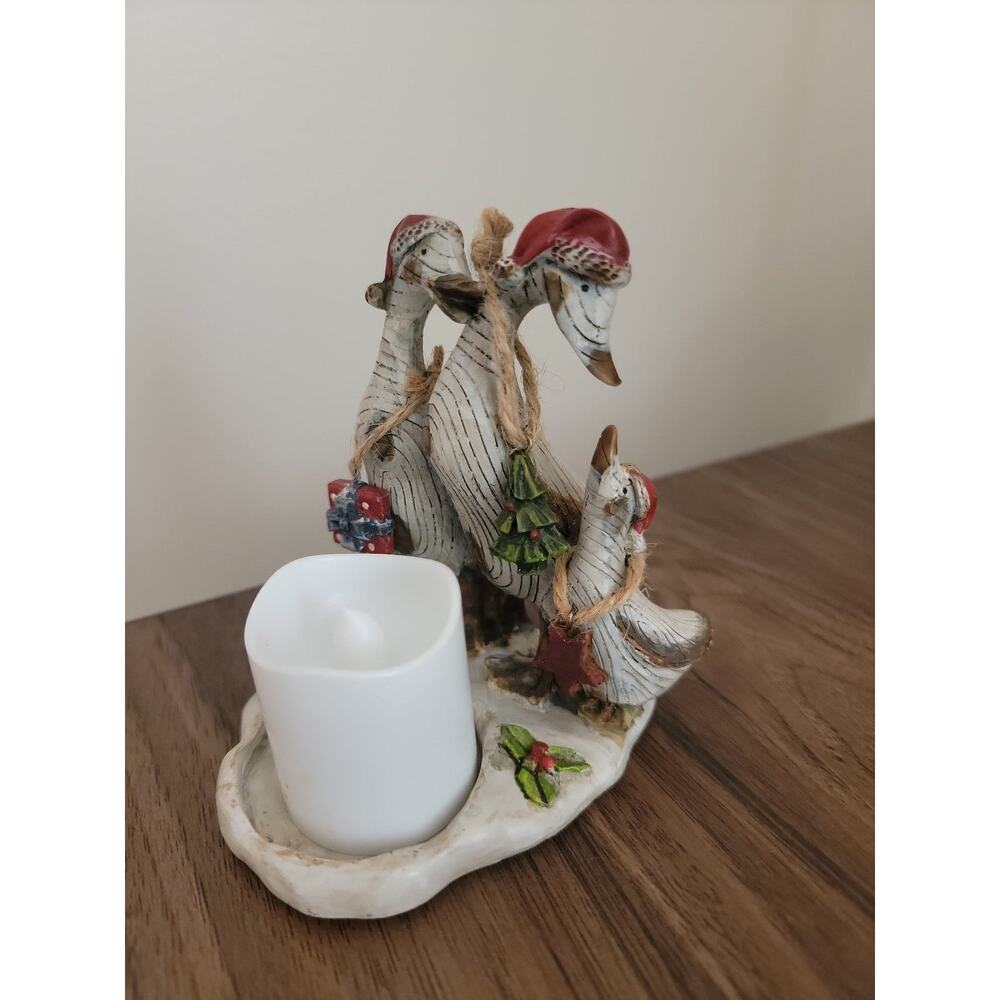 Tii Collection Duck Family Figurines Christmas Holiday Candle Holder